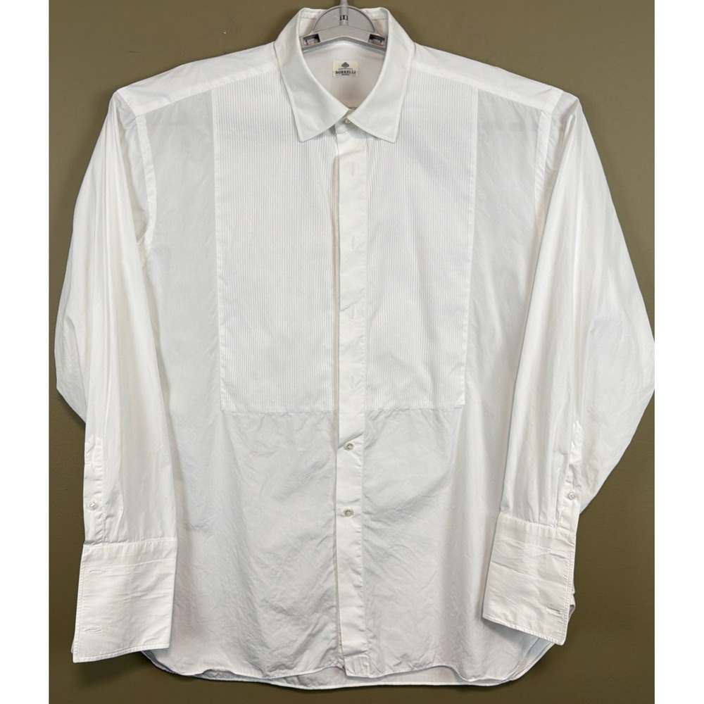 BORRELLI NAPOLI Mens Tuxedo Shirt Made In Italy Fornitori Della Real Casa 18/36